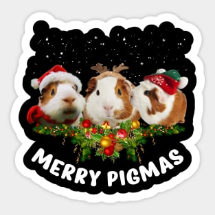 Three Guinea Pig Santa Hat Christmas Lights Xmas Gift Sticker